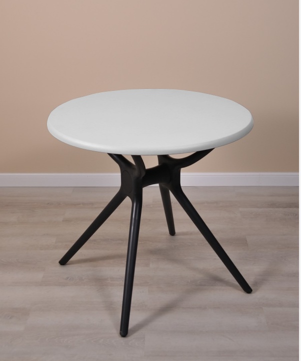 Комплект Столещница круглая HPL бел + ножки черн (900х900х720) - артикул K0000072773