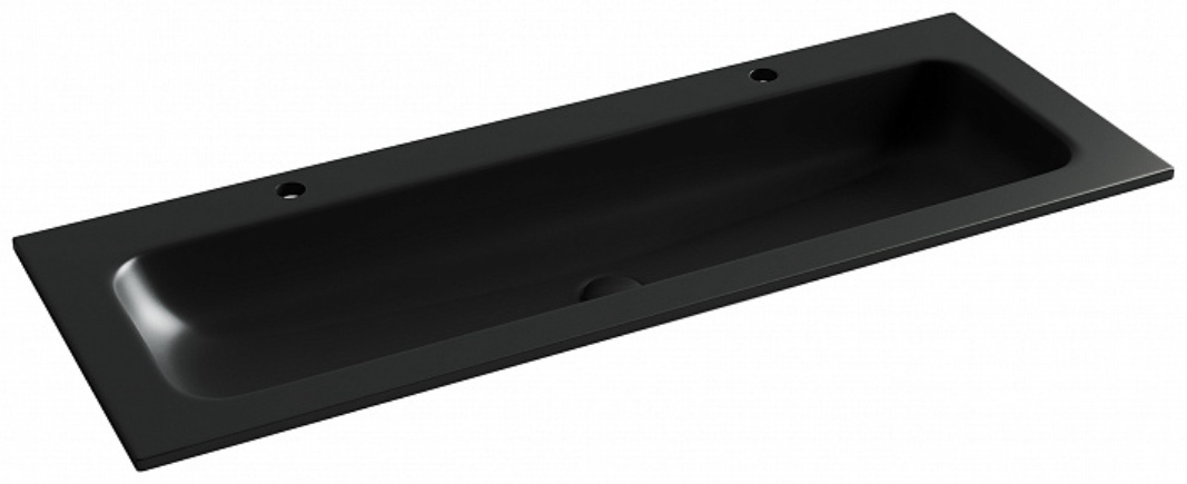 CN7016MB Раковина накладная Grace с 2мя отверстиями под смеситель 1210*457*137мм, черный матовый - артикул K0000219614