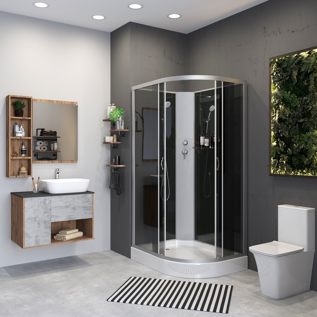 Душ.кабина Niagara NG-3512-14LBK (1200х800х2150) низкий поддон(13см) стекло ТОНИРОВАННОЕ 3 места - артикул K0000106193