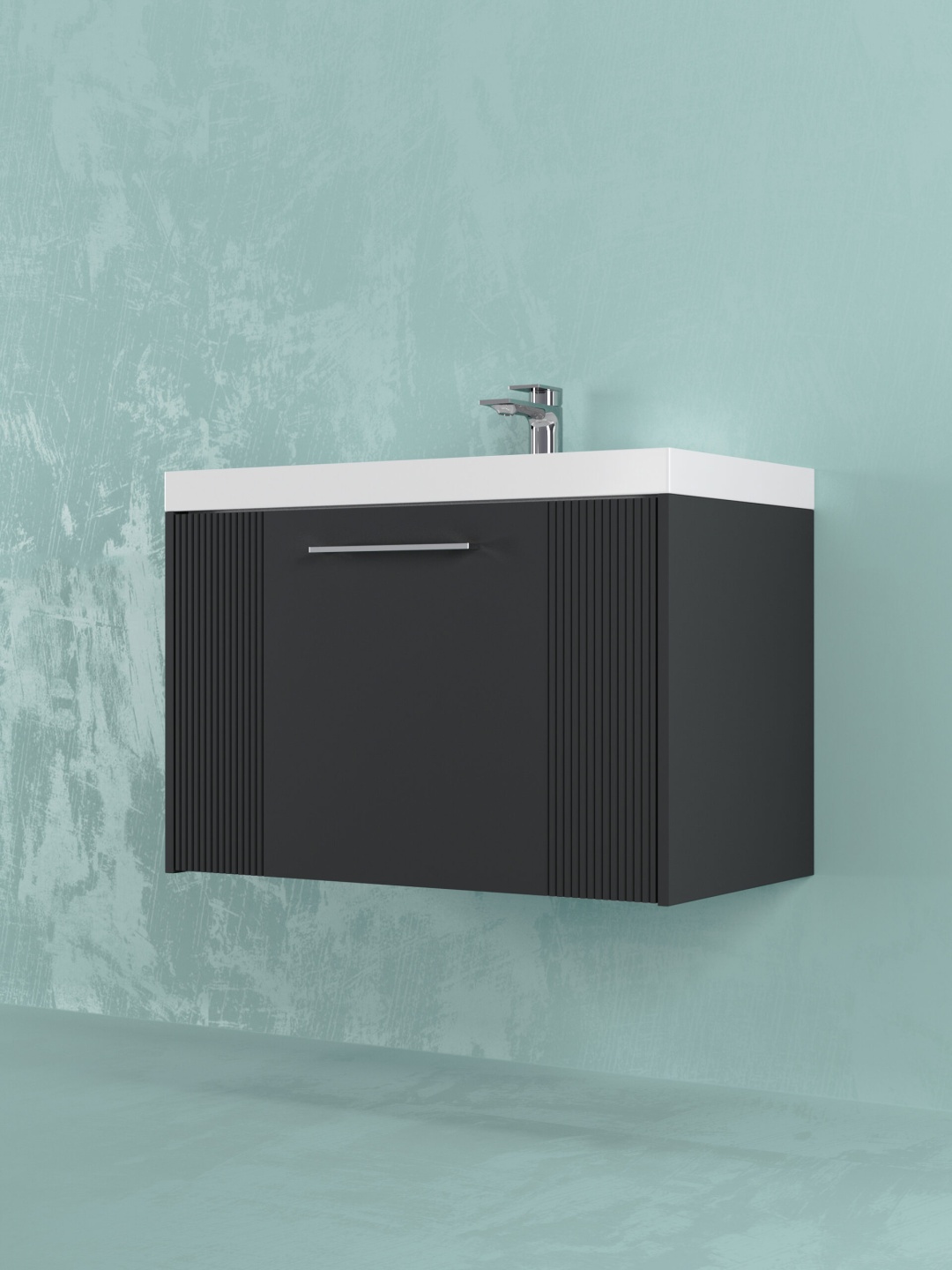 Комплект тумбы навес. Альба 800 антрацит 1 ящик с умыв. Слим - артикул K0000232101