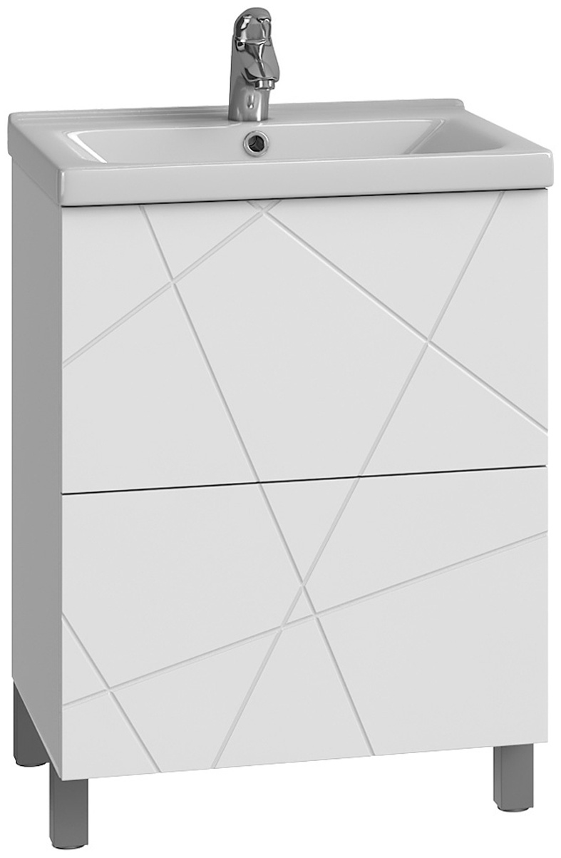 Комплект тумбы напол./навес. Geometry 500 белый 2 ящика с умыв. Фостер - артикул K0000232164