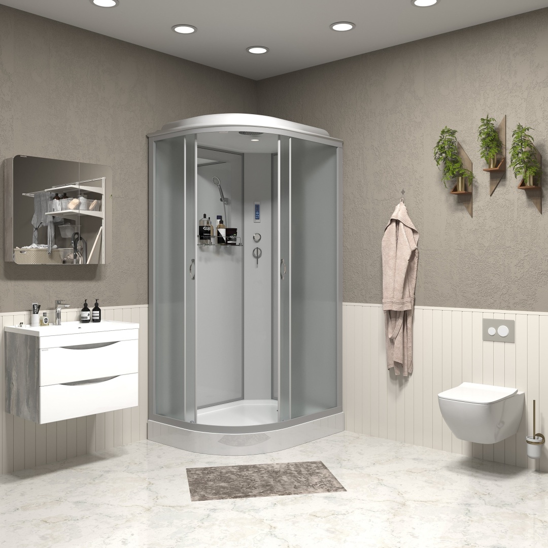 Душ.кабина Niagara NG-3312-14RP (1200х800х2150) низкий поддон(13см) стекло МАТОВОЕ 3 места - артикул K0000106046