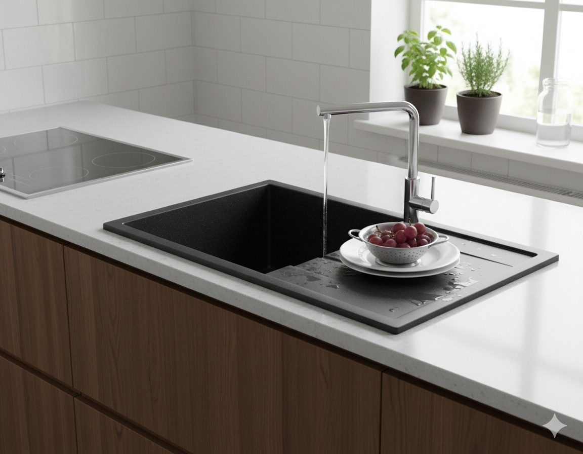 Мойка для кухни каменная MARRBAXX 161/Q4, черный, матовая - артикул K0000231691