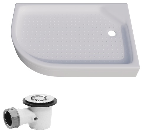 Комплект ПД17 Поддон 120х80 1/4 круга, низкий, правый в комплекте +Сифон - артикул K0000120191