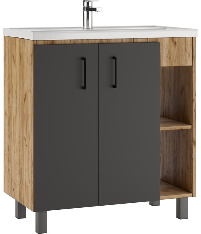 Комплект Тумба Craft 80 под умывальник Фостер 80 без ящика с умывальником + зеркало - артикул K0000149776