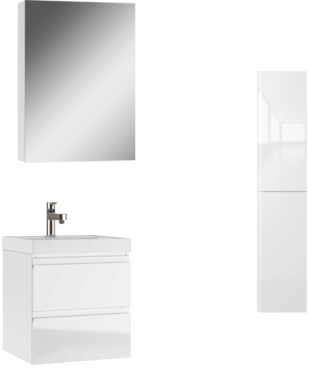 Комплект Тумба подвес с умывальником "Classica 50" Graffo белый глянец В2 Байтерек + шкаф +пенал  - артикул K0000191661