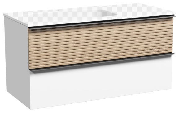 DL100LW Тумба подвесная SANCOS Delta 995х445х500, c дв. ящ. оснащ. доводчиками, левая, дуб светлый - артикул K0000219527