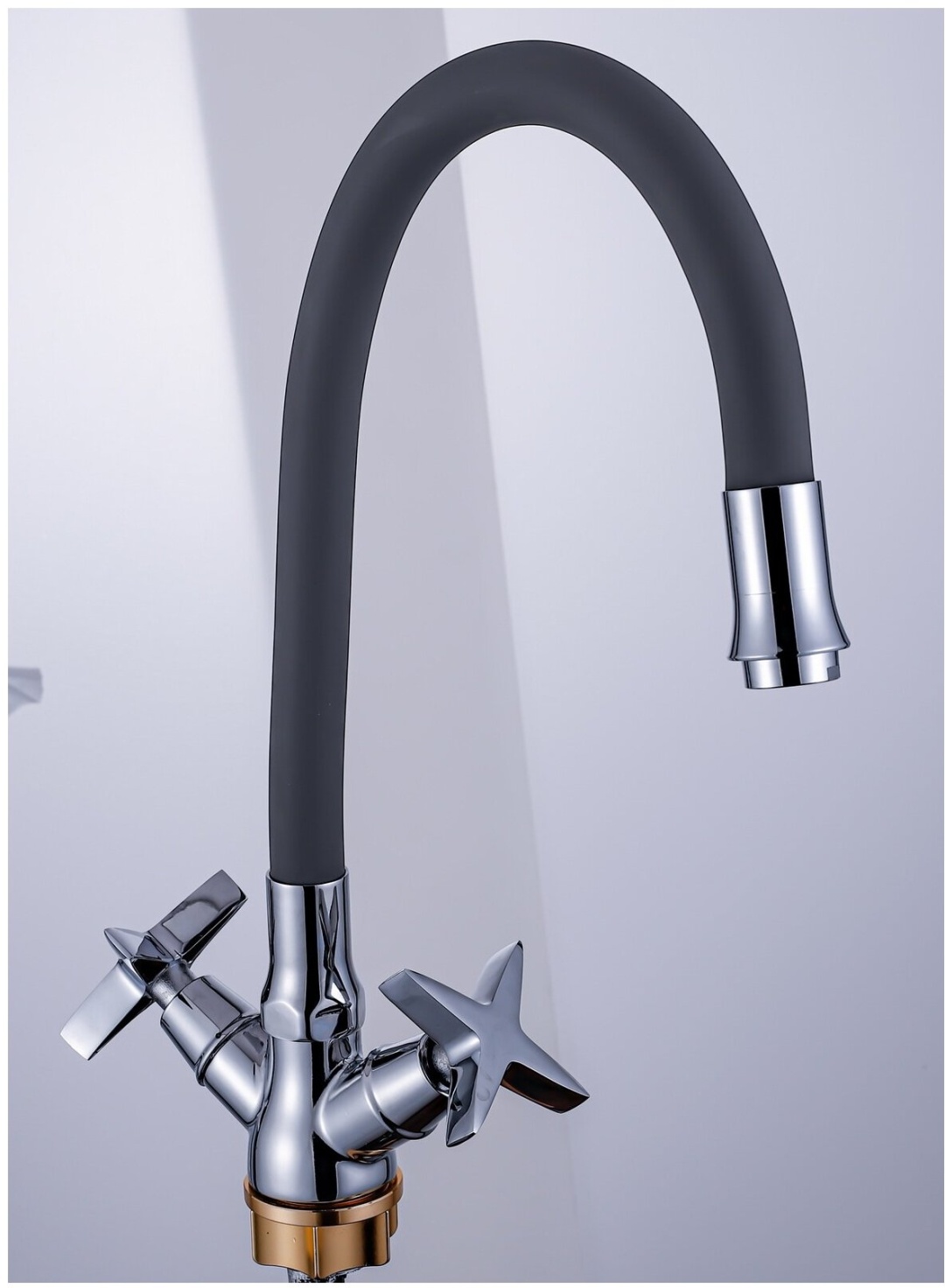 Смеситель POTATO p59311-6 сборный для кухни с гибким изливом крепление гайка, черный (10шт) - артикул K0000104314