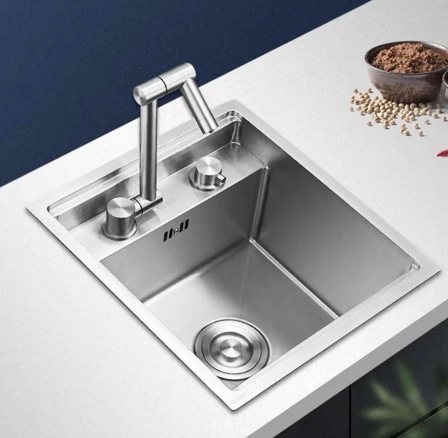 Кухонная мойка HM 5050 satin (3.0+1.2 MM)w Смеситель в комплекте - артикул K0000183831