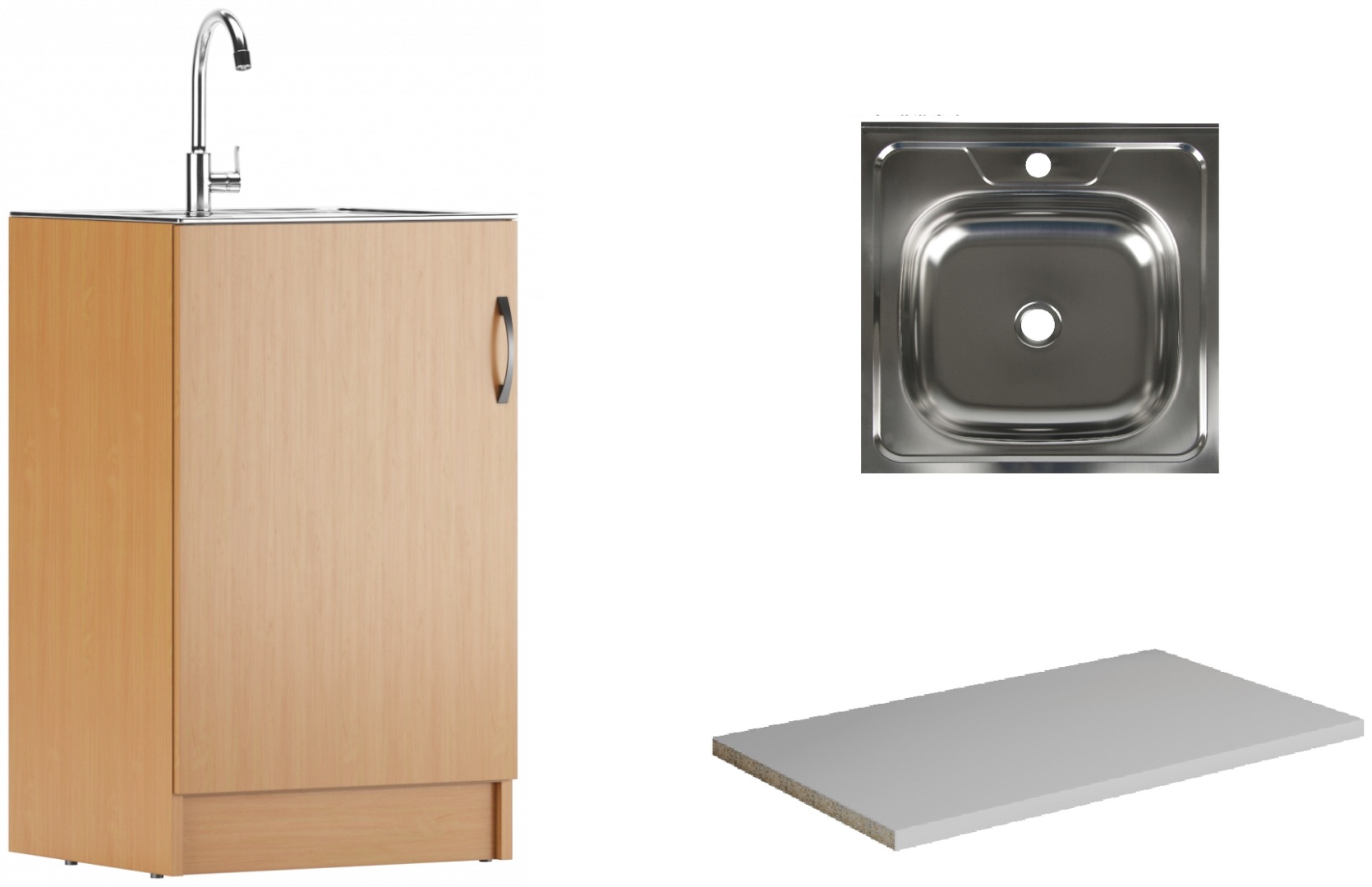 Тумба универсальная 50х50 бук, левая/правая Байтерек (без полки) + мойка - артикул K0000189656