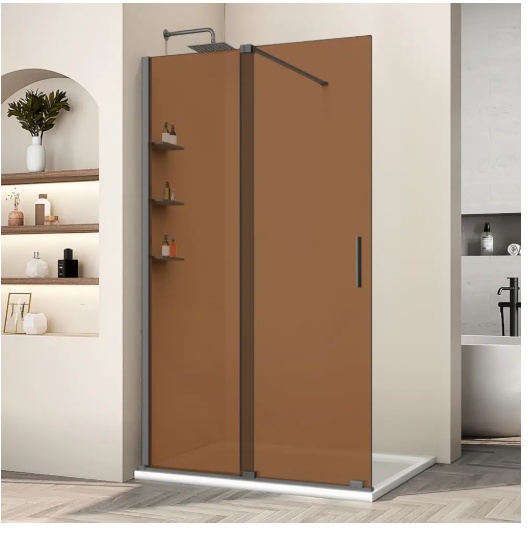 Душевая перегородка Walk-In VSW-1WSL120GSGM, 1200*2000, вороненая сталь, стекло янтарь - артикул K0000263870