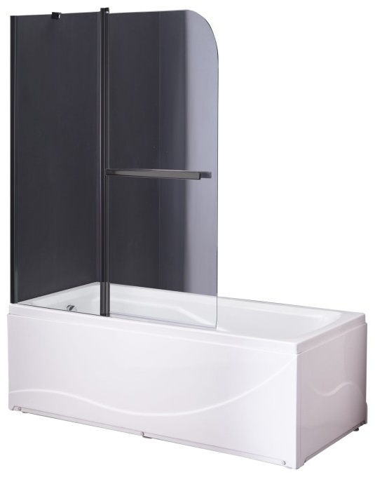 TA-1214CB Душевая шторка на ванну прозр.стекло 6мм,черный профиль 120*140см - артикул K0000091966