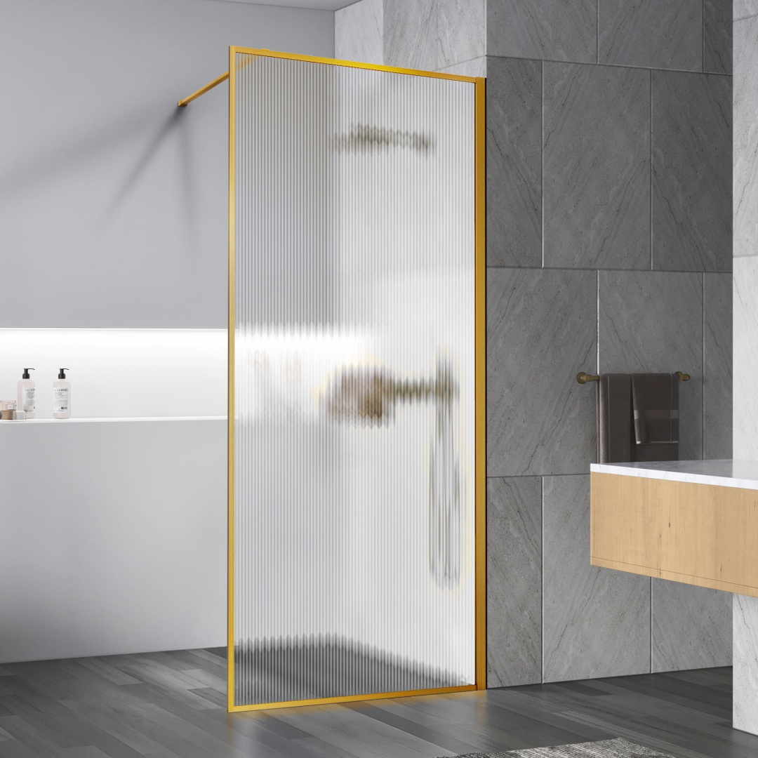 Душевая перегородка Walk-In VSW-1HP800FLBG, 800*2000, брашированное золото, стекло рифленое - артикул K0000218392