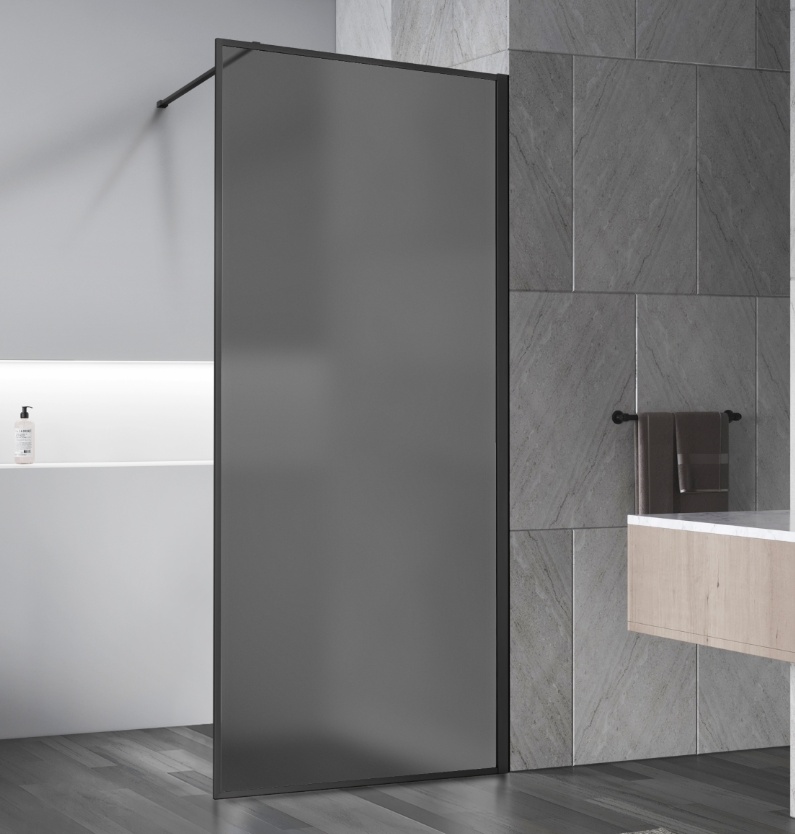 Душевая перегородка Walk-In VSW-1HS100GFB, 1000*2000, черный матовый, стекло матовое тонированное - артикул K0000263826