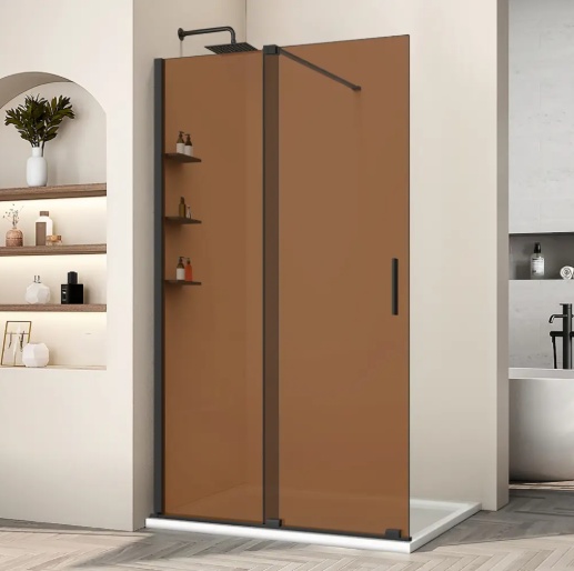 Душевая перегородка Walk-In VSW-1WSL120GSB, 1200*2000, черный матовый, стекло янтарь - артикул K0000263869