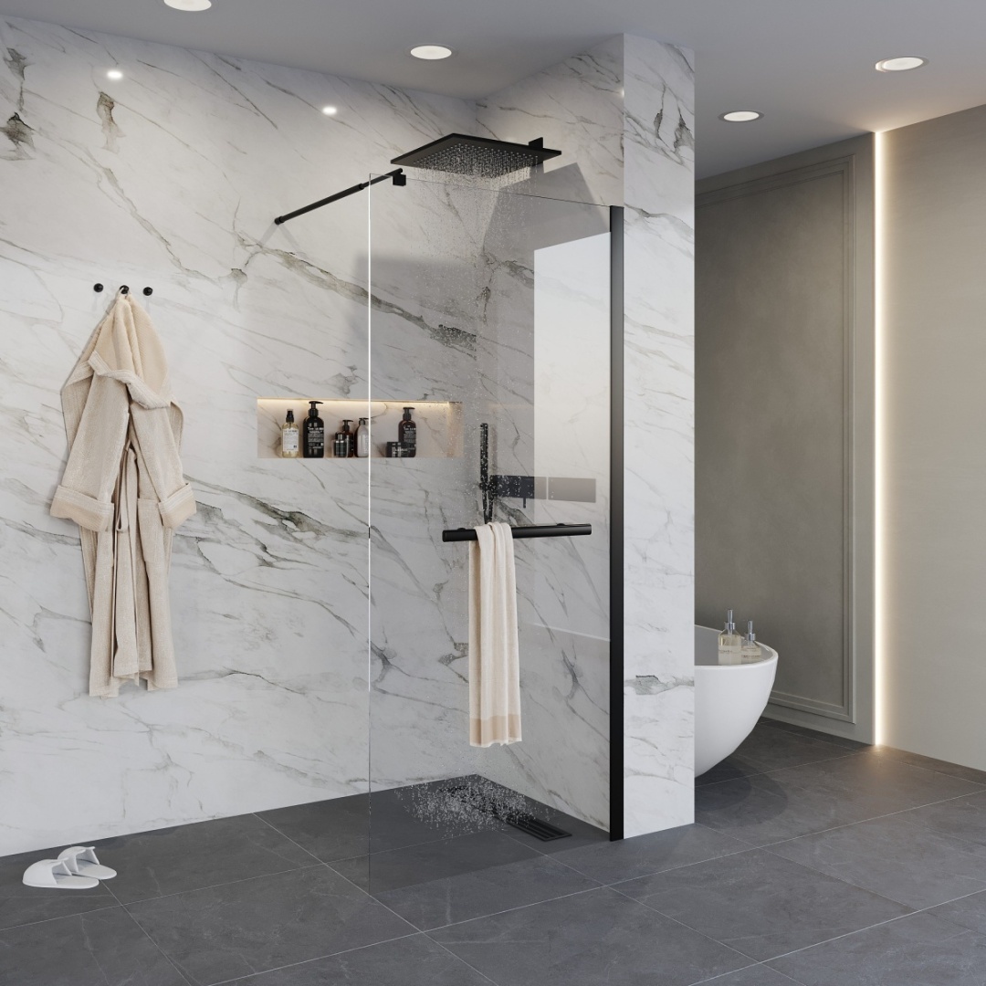 Душ. перегородка Niagara NG-681-90 BLACK (90x195), 1 место (без поддона) - артикул K0000105698