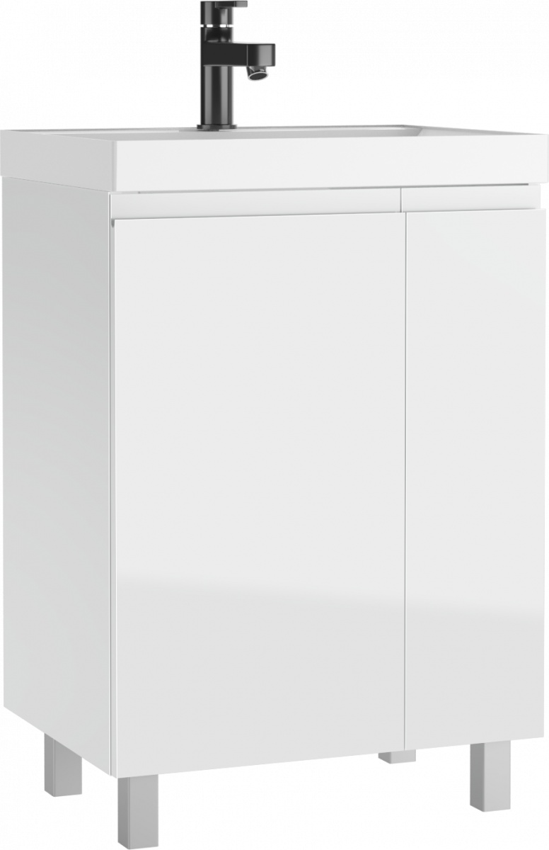 Комплект Тумба "Classica 60" Graffo без ящика белый глянец Байтерек с умывальником - артикул K0000220761