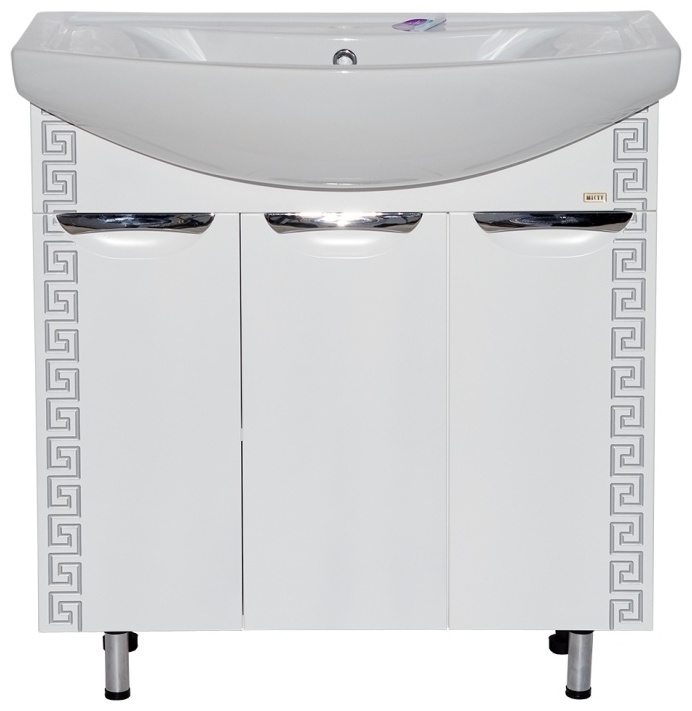 Престиж - 80 Тумба прямая белая серебряная патина с умывальником - артикул K0000076666