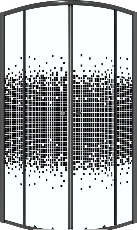 Душевое ограждение Niagara Eco NG-1003-14BLACK (80х80х190) четверть круга,раздвижное,черный,стекло мозаика,1 место - артикул K0000206129