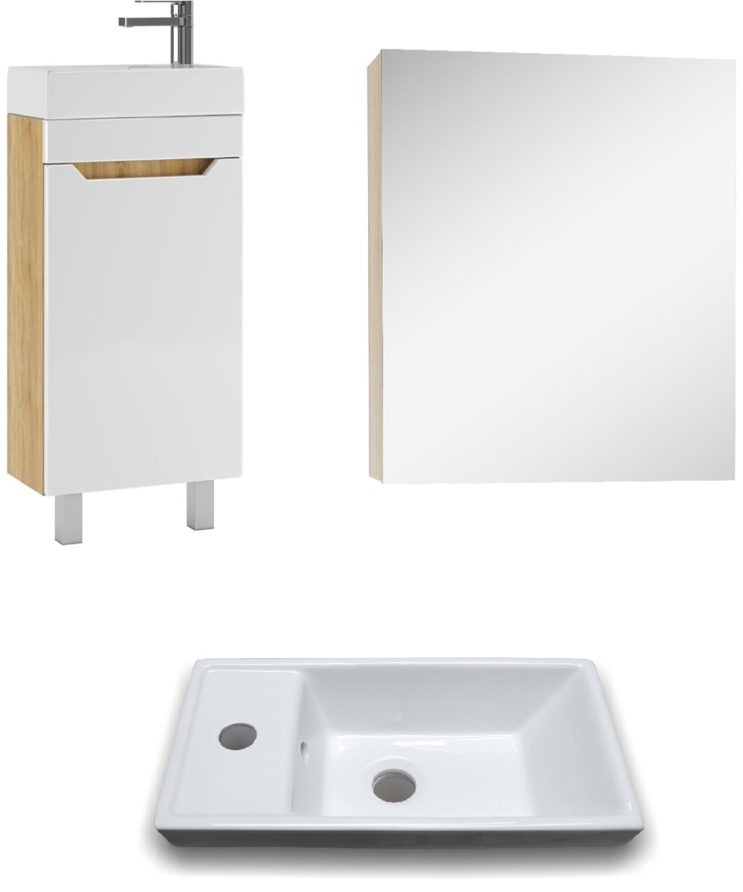 Комплект Тумба с умывальником "Енисей 50" Мечта без ящика Дуб сонома Адай + зеркало - артикул K0000189418