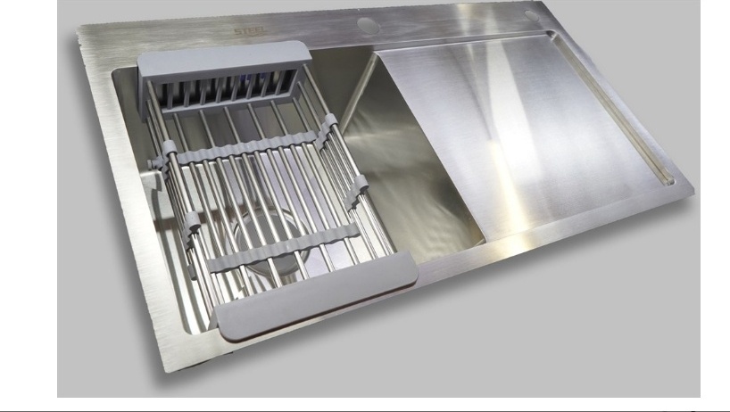 Кухонная мойка 780*430 ST-ASD7843BRL матовый хром левая - артикул K0000079884