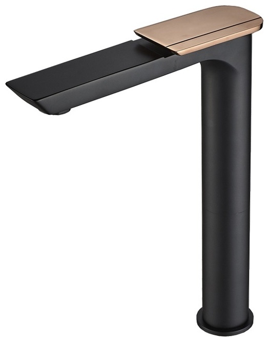 COMO BG XL Смеситель для раковины, цвет ЧЕРНЫЙ, ручка цвет ЗОЛОТО, высокий, корпус из латуни, цинковая ручка; с картриджем SCC 30 мм; с 2 гибкими шлан - артикул K0000102068