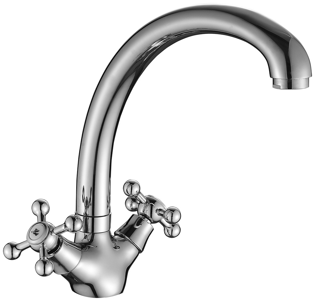 DR54029 Смеситель DecoRoom двуручный для кухни с поворотным изливом, хром - артикул K0000081953