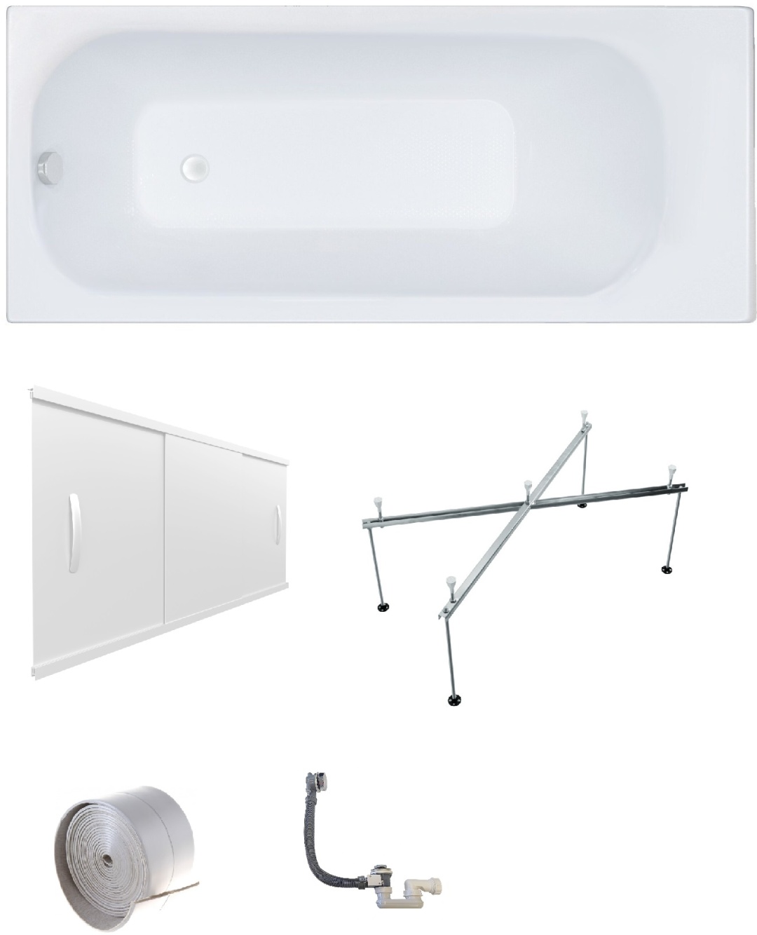 Комплект Ванна Ультра 180*70 с полкой с каркасом, экраном и сифоном + лента бордюрная 60*335 мм LUX FULL - артикул K0000167929