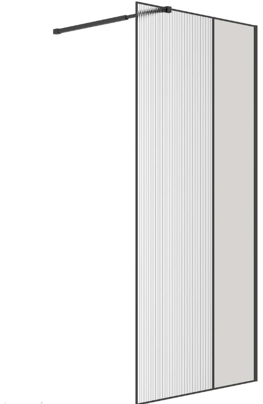 Душевая перегородка Niagara Nova NG-481-10FBLACK (100х200) черный матовый,стекло рифленое/тонированное,1 место - артикул K0000209081