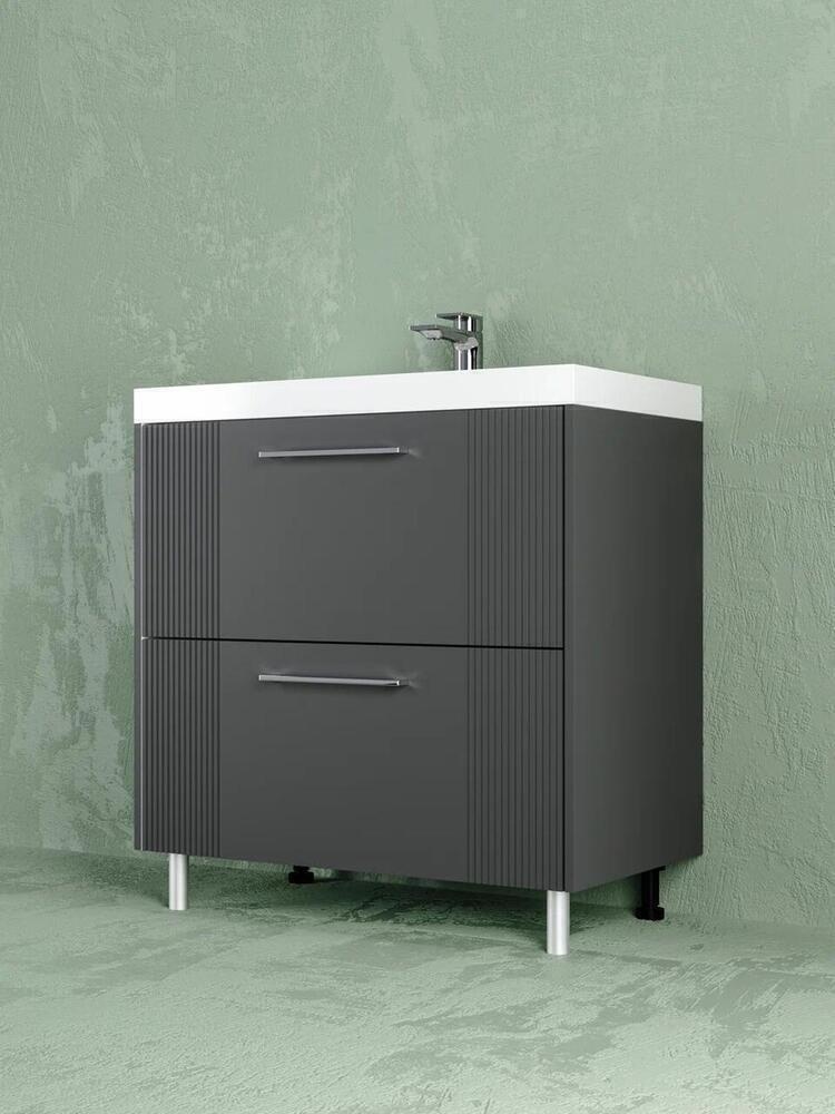 Комплект тумбы напол. Альба 700 антрацит 2 ящика с умыв. Слим - артикул K0000232233