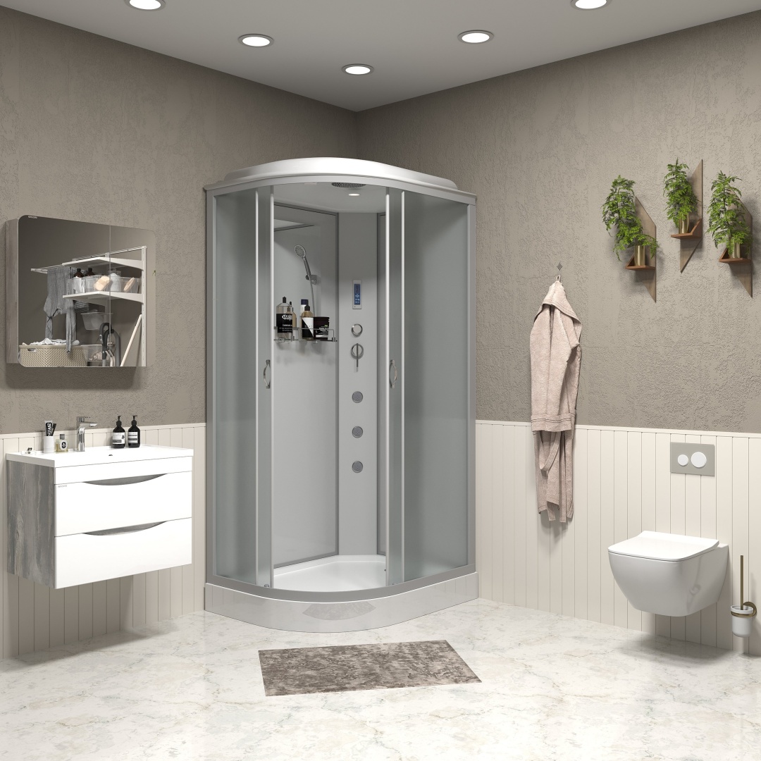 Душ.кабина Niagara NG-3312-14RF (1200х800х2150) низкий поддон(13см) стекло МАТОВОЕ 3 места - артикул K0000106044