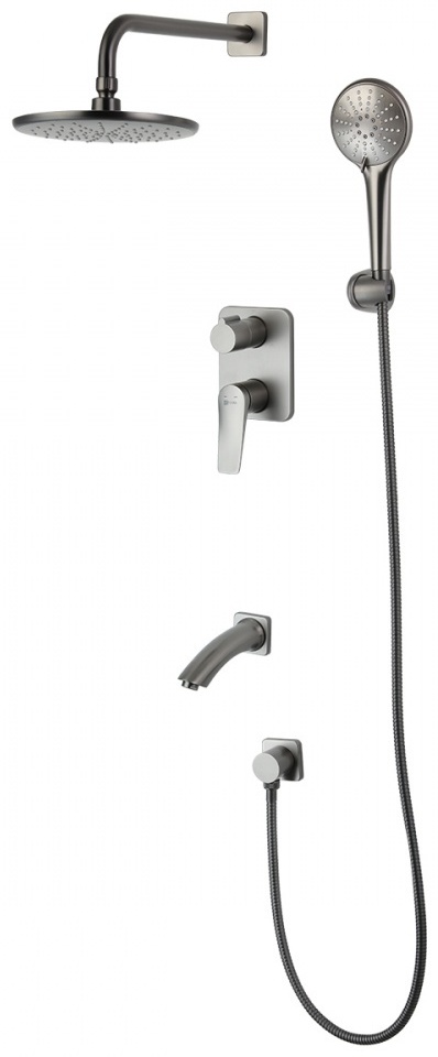 LM3722GM Cмеситель Lemark Bronx для ванны и душа встраиваемый с 3-функциональной лейкой, графит - артикул K0000046118