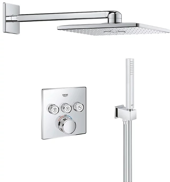 Душевая система с встроенным термостатом GROHE RainShower Smartactive Cube 34706000 - артикул K0000043314