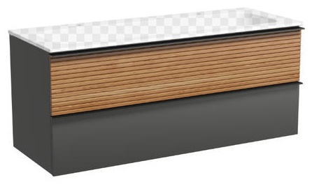 DL120GR Тумба подвесная SANCOS Delta 1195х445х500, c дв.ящ.оснащ. доводчиками, дуб красный/гра - артикул K0000219531