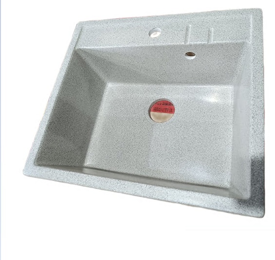 Мойка кухонная Уральск 54*48,5 накладная, композитная, серая (без сифона) - артикул K0000109959