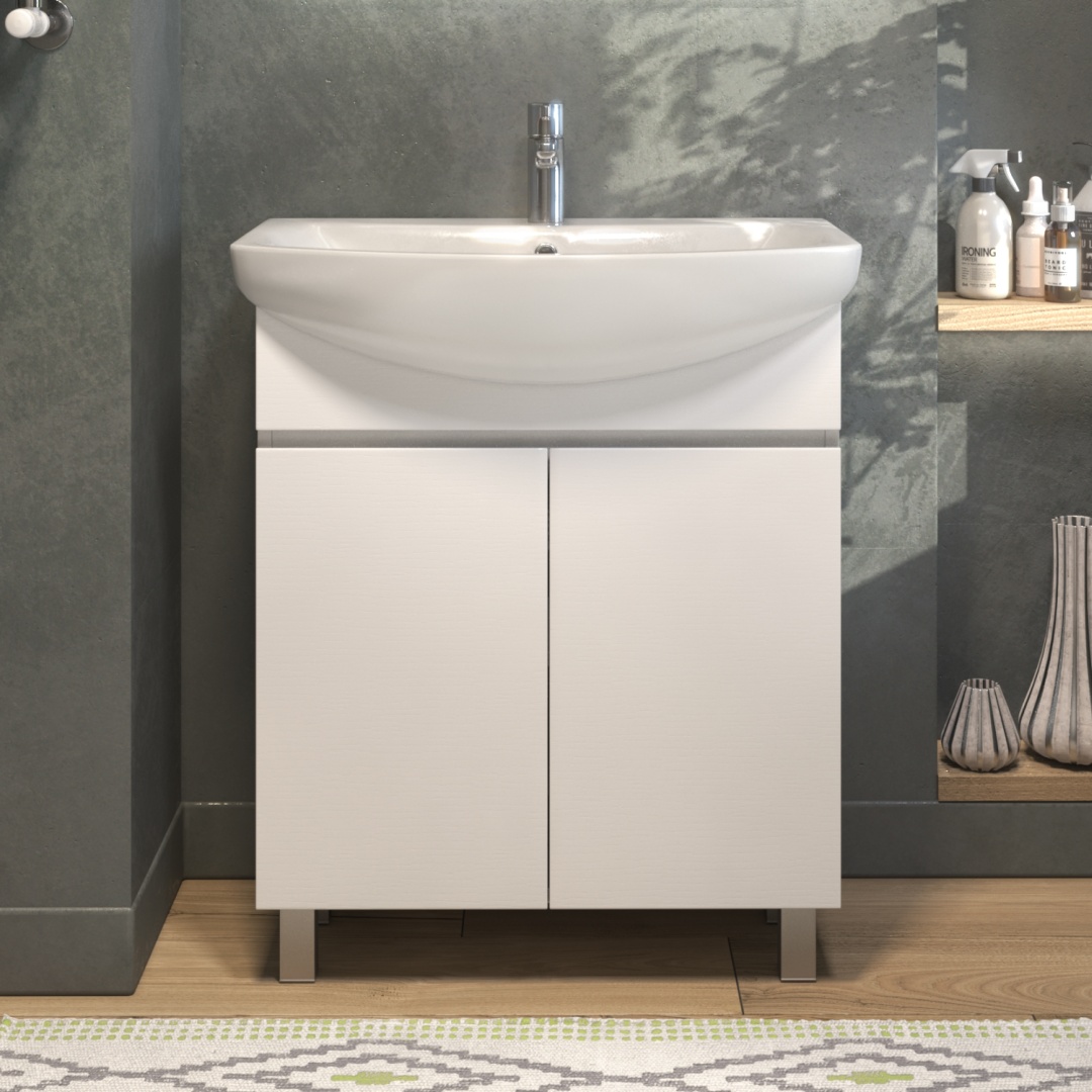 Комплект тумбы напол. Wing 600 белый 2 двери с умыв. Балтика - артикул K0000232193