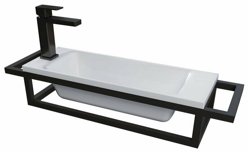 Консоль подвесная "МЕТРИС-50 см" черная с прав. и лев. полотенцедержателем (ум. Модуль-50) - артикул K0000107114