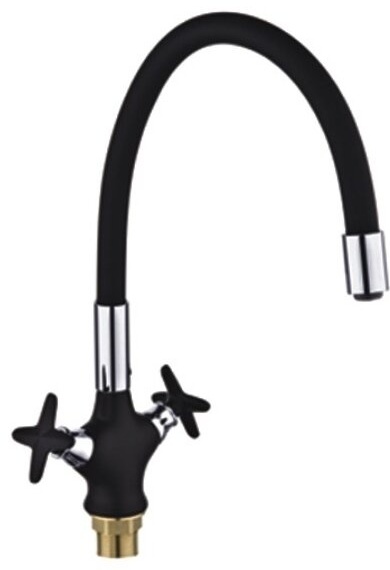 Смеситель POTATO P58322-6 для кухни с гибким изливом крепление гайка, черный (10/ 2шт) - артикул K0000104179