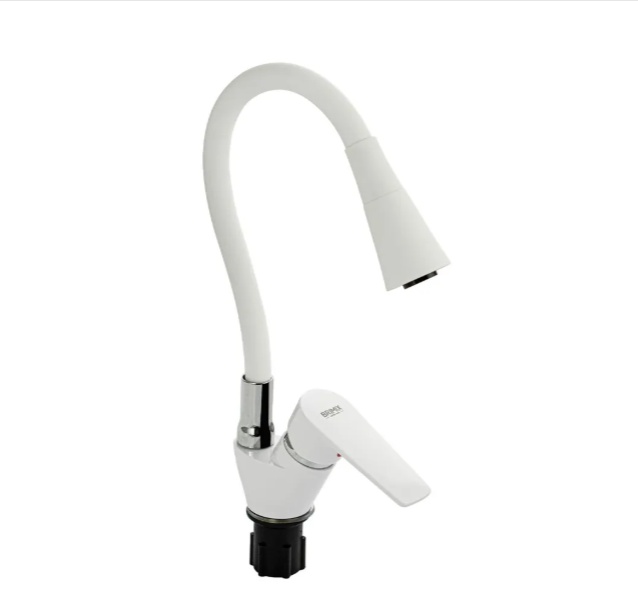 BRIMIX - Смеситель для кухонной мойки, с гибким изливом корпус из высокопр. пластик белый   5907 - артикул K0000231315