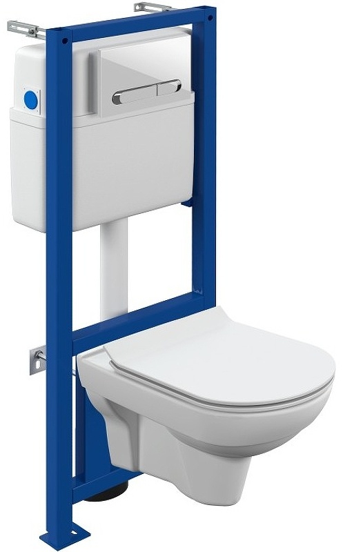 Комплект CITY: унитаз подв. с сид. дюр. с микр. тонкое+инст. LINK PRO с кн. ESTETICA пласт. бел.хром - артикул K0000095816