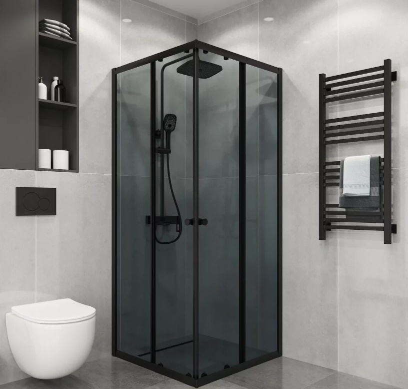 Душевое ограждение Niagara Eco NG-1009-14QT (90х90х190) квадрат,раздвижное,черный,стекло тонированное,1 место - артикул K0000206142