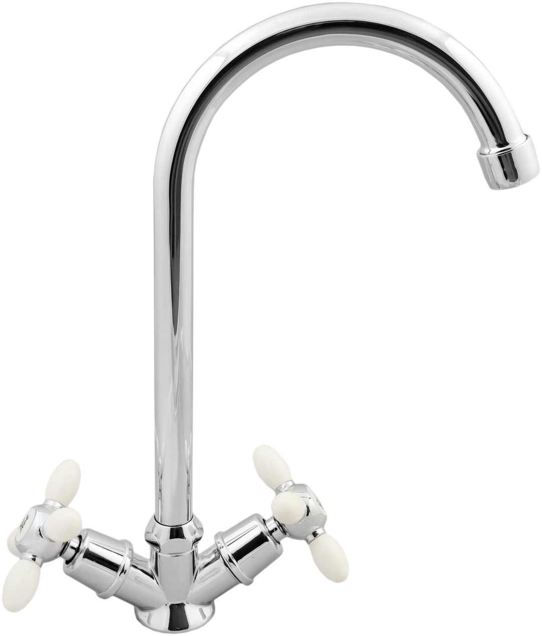 Смеситель ARCO кухня     маховик крест, белый металл, A4516 - артикул K0000116692