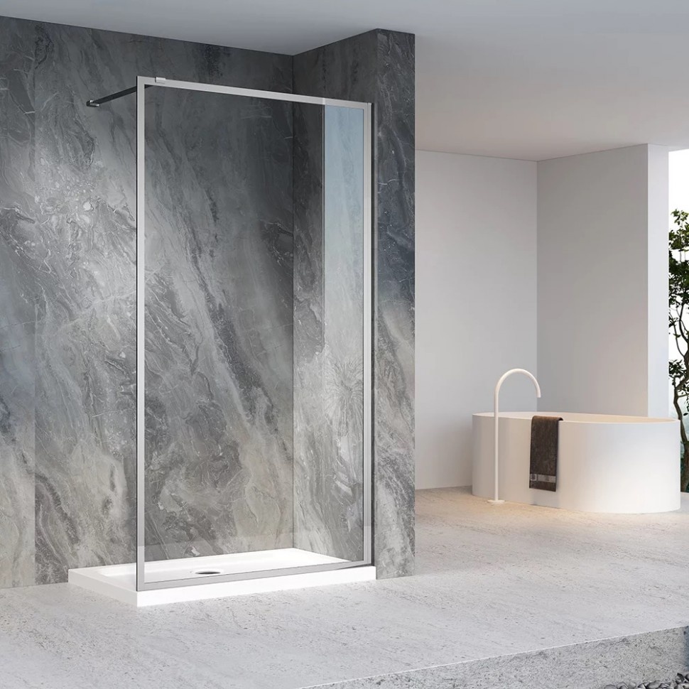 Душ. перегородка Veconi KR-81 Арт. KR81-120-01-C8 Стекло прозрачное/8 мм - артикул K0000271195