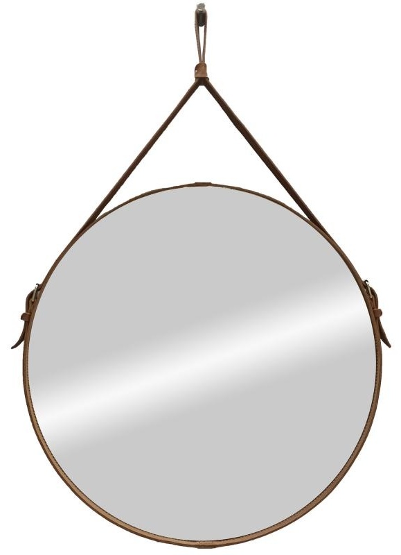 Зеркало "Millenium Brown Led" D 650 на ремне из натуральной кожи коричневого цвета - артикул K0000041886