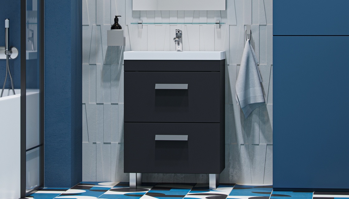 Комплект тумбы напол. ORLANDO 600 графит 2 ящика с умыв. Classica - артикул K0000232130