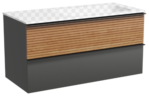 DL100RGR Тумба подвес. SANCOS Delta 995х445х500, c дв. ящ. оснащ. доводчиками, правая, дуб красный - артикул K0000219528