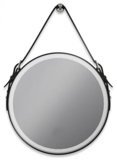 Зеркало "Ритц" D 650 на ремне из натуральной кожи черного цвета - артикул K0000041647