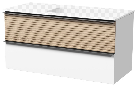 DL100RW Тумба подвесная SANCOS Delta 995х445х500, c дв. ящ. оснащ. доводчиками, правая, дуб светлый/ - артикул K0000219529