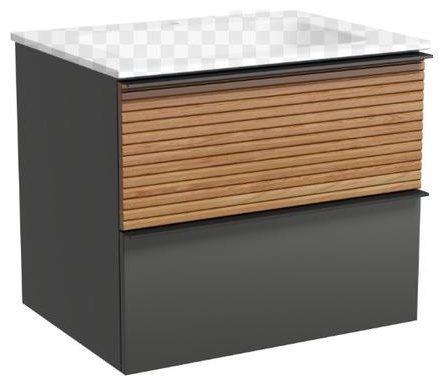 DL60GR Тумба подвесная SANCOS Delta 590х445х500, c дв.ящ. оснащенными доводчиками, дуб красный/графи - артикул K0000219533