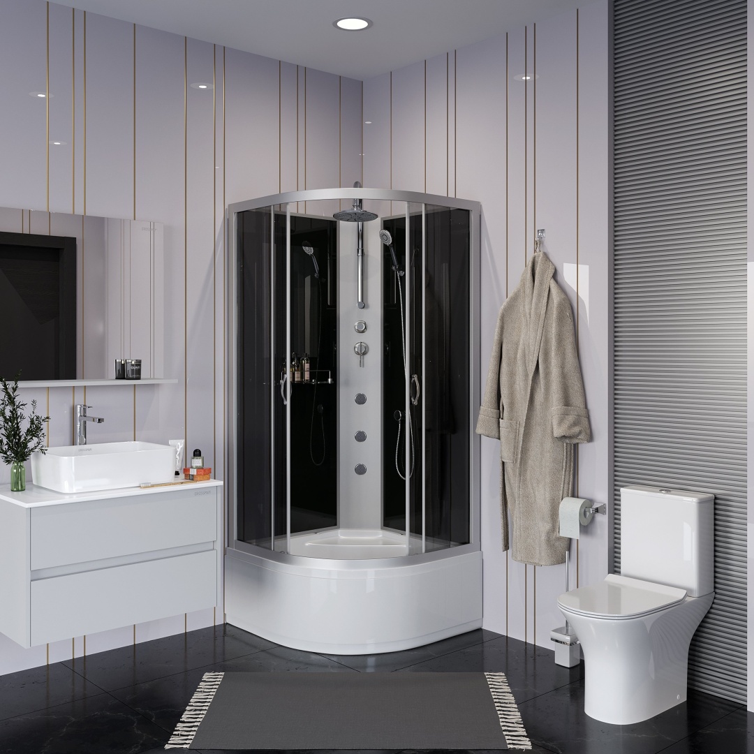 Душ.кабина Niagara NG-2509-14BKTG (1000х1000х2100) высокий поддон(40см) стекло ТОНИРОВАННОЕ 4 места - артикул K0000105930